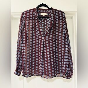 Ann Taylor Loft long sleeve pullover blouse. Beautiful embroidery. Size large.